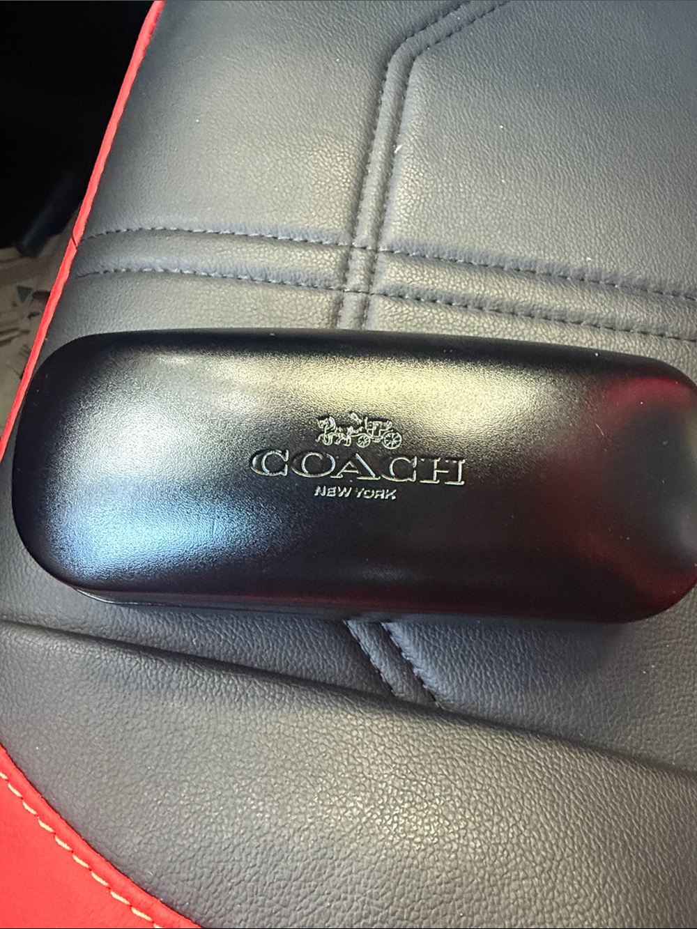 Coach Black Leather Eyewear Case with Silver Logo